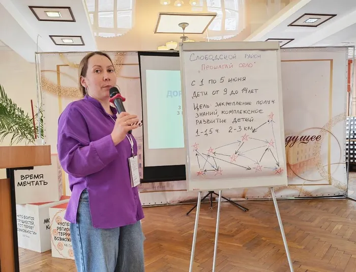 На фото Ульяна Алексеевна Большакова - культорганизатор Закаринского клуба защищает свой проект